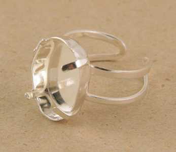 ag base anello regolabile con anello ovale saldato  argento 925 sterling rodiato 