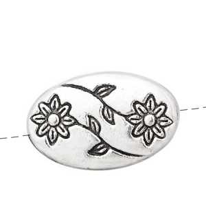 Perla ovale piatta con fiori