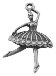 Charm ballerina in argento antico