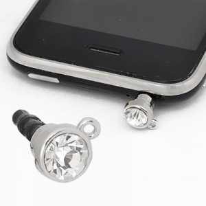 Presa antipolvere per iPhone con strass grande e anellino