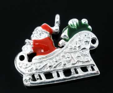 Charm slitta di Babbo Natale argentato