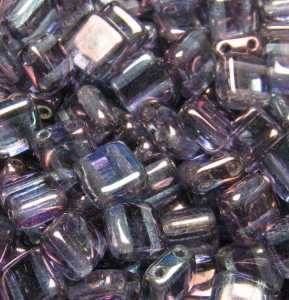 Tile bead Amethyst transparent