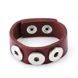 Bracciale in pelle bordeaux Chunky a giro singolo