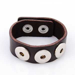 Bracciale in pelle marrone scuro Chunky a giro singolo