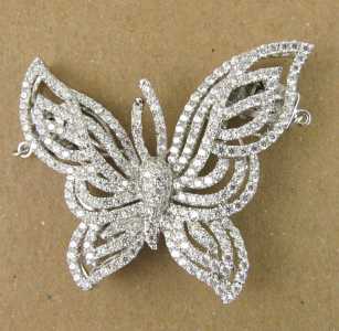 Chiusura gioiello farfalla decorata con zirconi rodiato