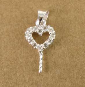 Perno porta perla ag925 con cuore e zirconi