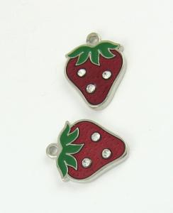 Charm smaltato a fragola 