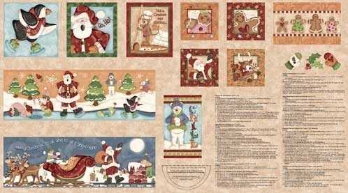 Pannello di stoffa per patchwork riquadri natalizi