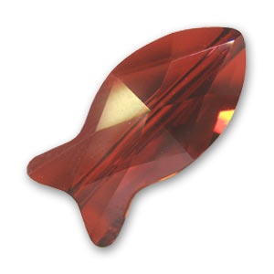 Fish Bead Crystal Red Magma