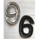 Numero 6 o 9 in paillettes e perline argento