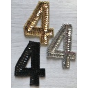 Numero 4 in paillettes e perline argento