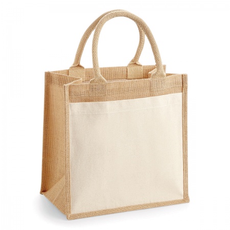 Borsa in juta MIDI con tasca da decorare