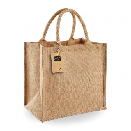 Borsa in juta MEDIA da decorare manico natural