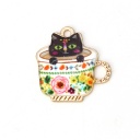 Charm smaltato Micio Gatto nero nella tazza