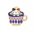 Charm smaltato Micio Gatto nella tazza floreale