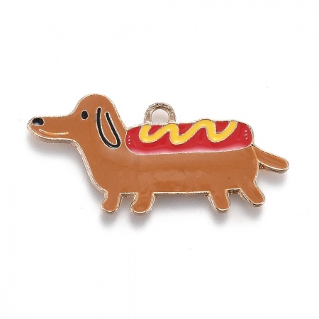 Charm smaltato Cane Hot dog panino americano