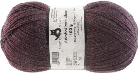 Schoppel Wolle Admiral colore 1873 Prugna Tweed Bunt 